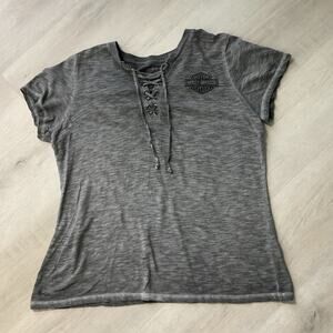 Harley Davidson Gray Short Sleeve Womens Size XL Classic Top